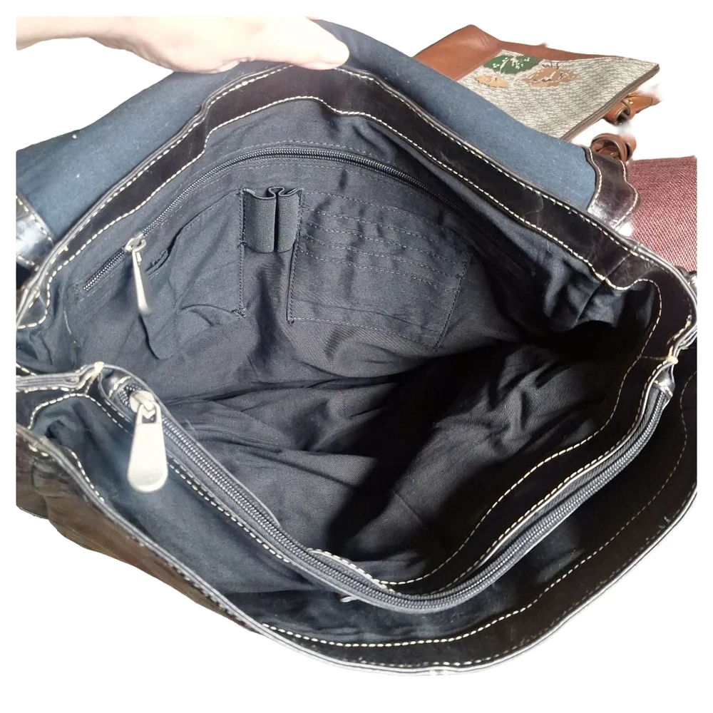 Vintage Unisex Fossil Brown Leather Laptop Messenger Bag - Picture 7 of 12